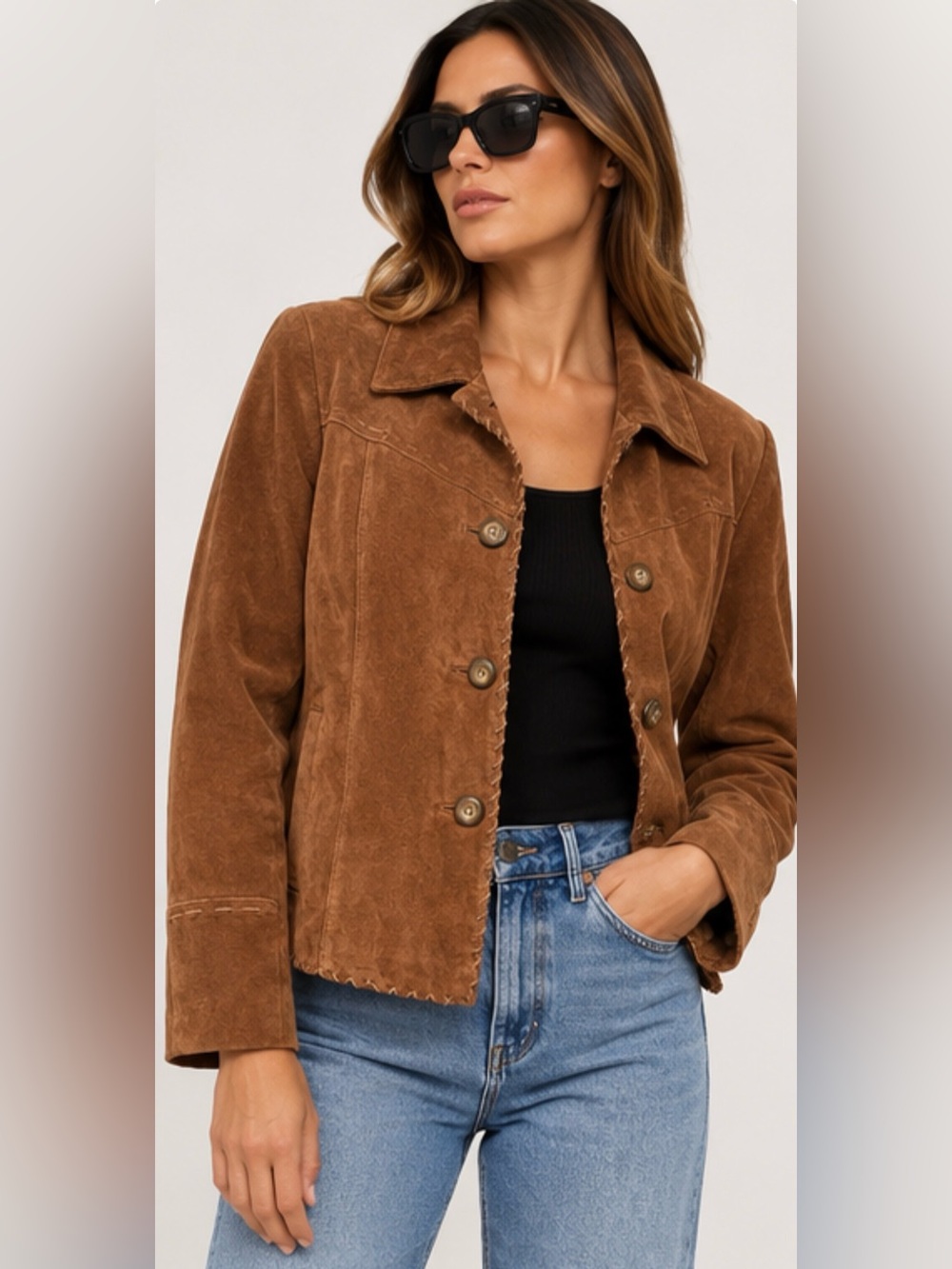 EXCHANGE Brown Suede Women's Blazer